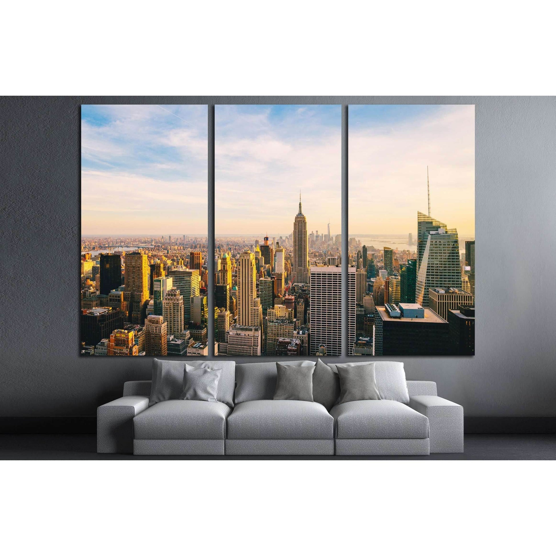 New York City skyline at sunset №3014 Ready to Hang Canvas Print - Zellart Canvas Prints 0_NY_ART, ALL_Products, s-3014
