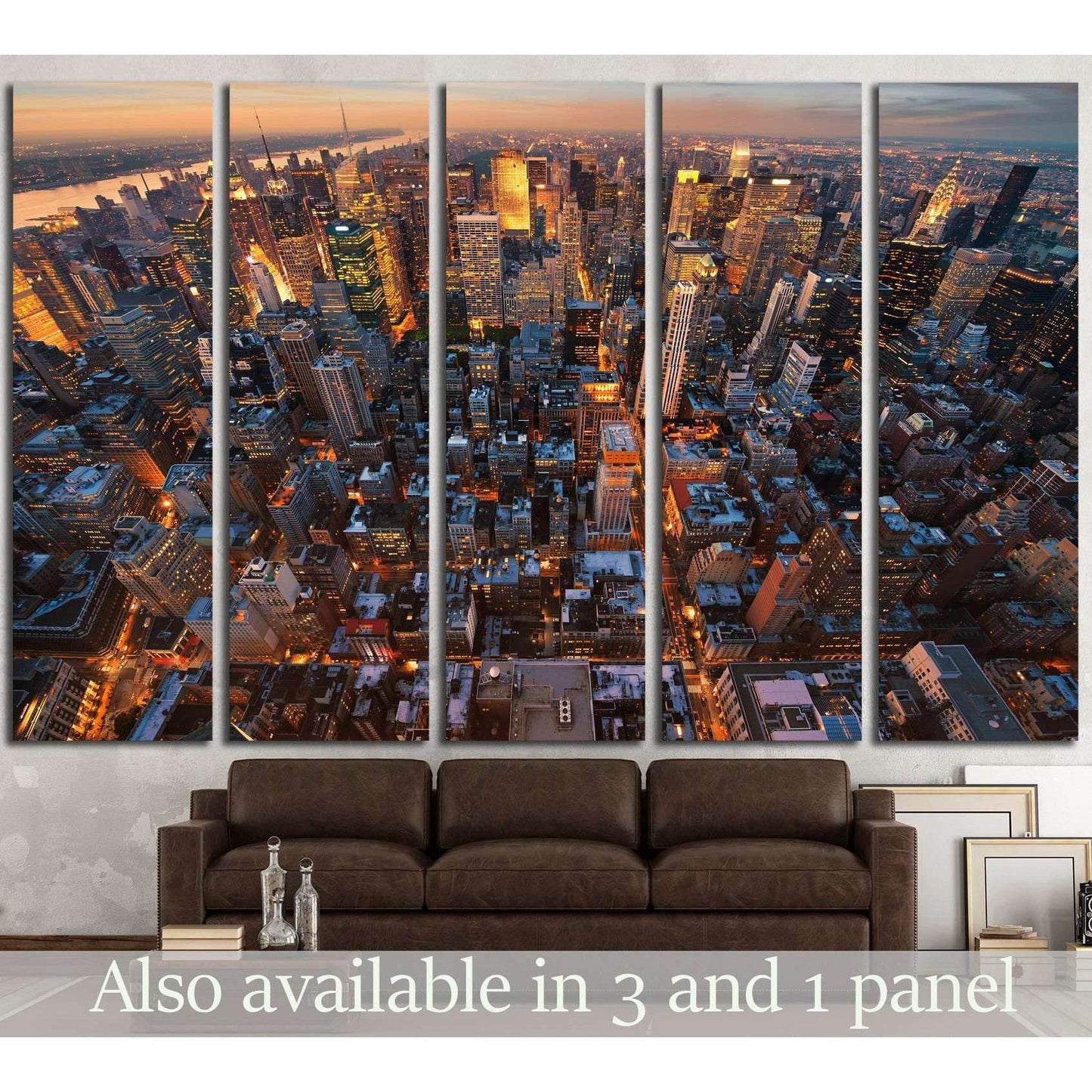 New York City skyline at sunset NewYork №2639 Ready to Hang Canvas Print - Zellart Canvas Prints 0_NY_ART, ALL_Products, s-2639