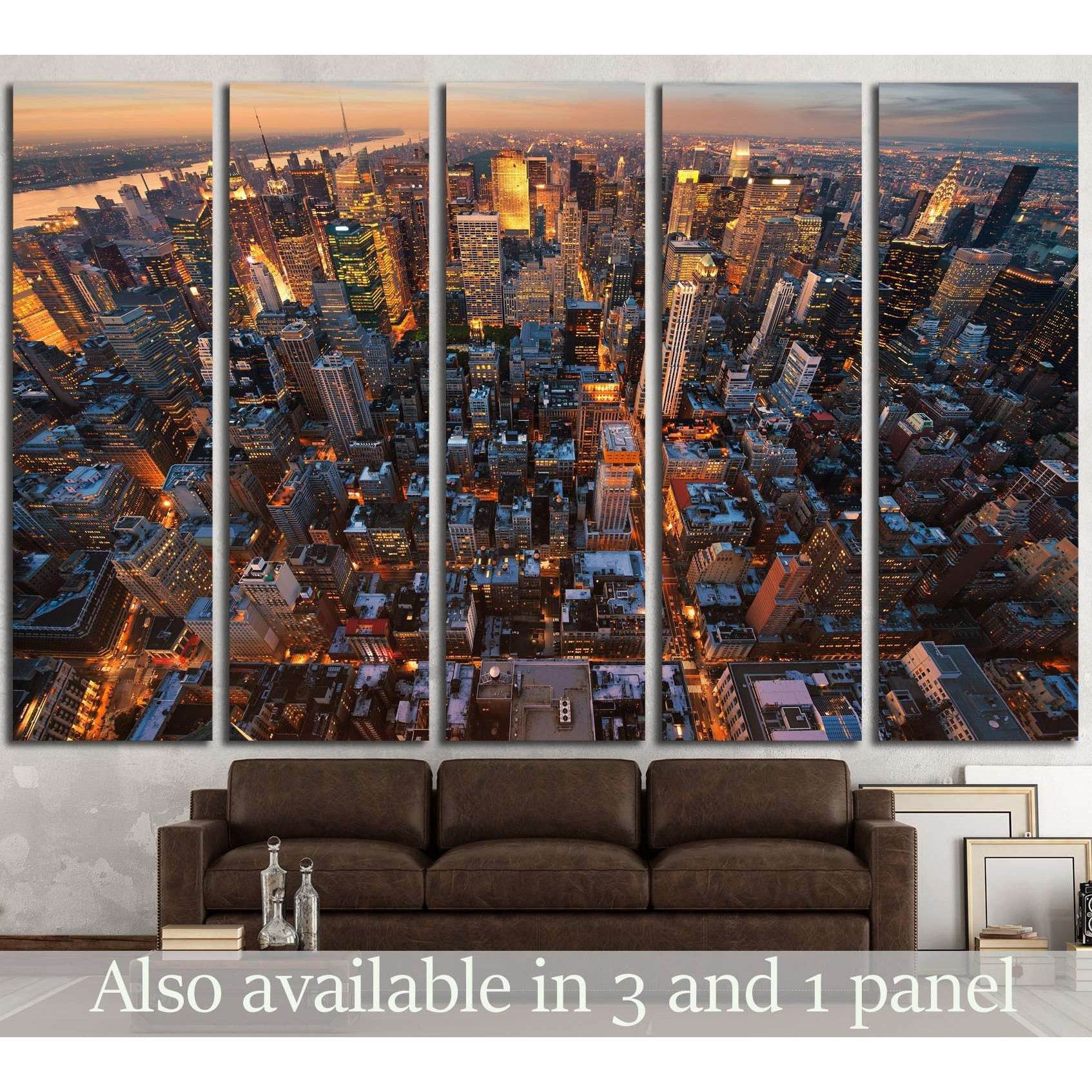 New York City skyline at sunset NewYork №2639 Ready to Hang Canvas Print - Zellart Canvas Prints 0_NY_ART, ALL_Products, s-2639