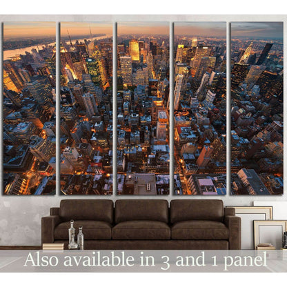 New York City skyline at sunset NewYork №2639 Ready to Hang Canvas Print - Zellart Canvas Prints 0_NY_ART, ALL_Products, s-2639