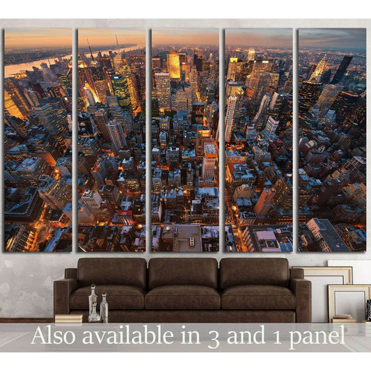 New York City skyline at sunset NewYork №2639 Ready to Hang Canvas Print - Zellart Canvas Prints 0_NY_ART, ALL_Products, s-2639