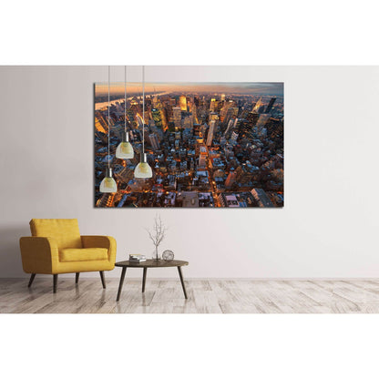 New York City skyline at sunset NewYork №2639 Ready to Hang Canvas Print - Zellart Canvas Prints 0_NY_ART, ALL_Products, s-2639