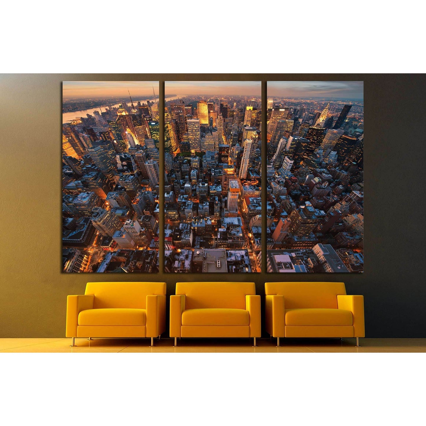 New York City skyline at sunset NewYork №2639 Ready to Hang Canvas Print - Zellart Canvas Prints 0_NY_ART, ALL_Products, s-2639