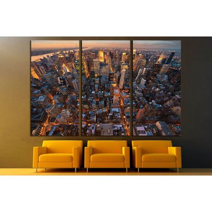 New York City skyline at sunset NewYork №2639 Ready to Hang Canvas Print - Zellart Canvas Prints 0_NY_ART, ALL_Products, s-2639