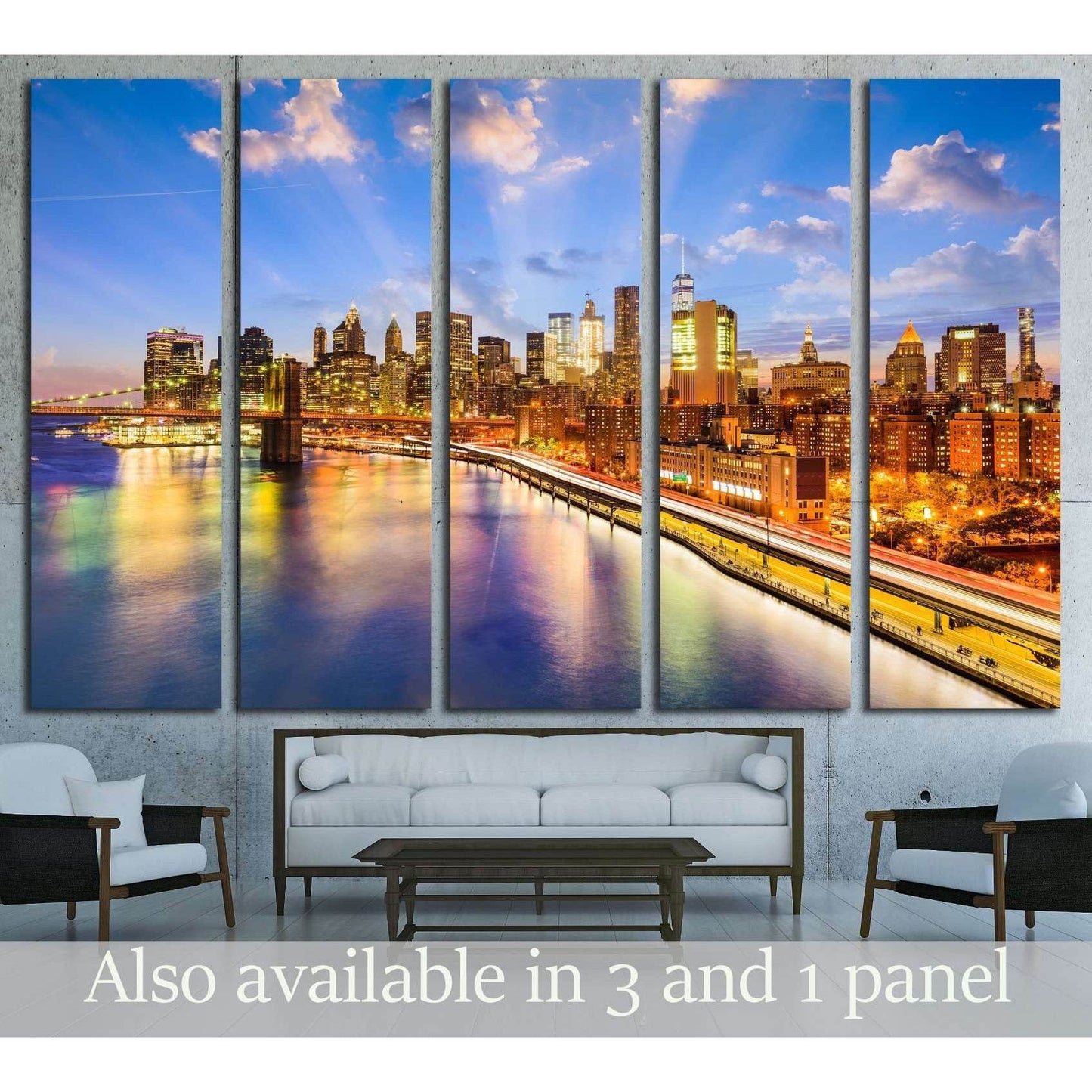 New York City skyline over the East River №2981 Ready to Hang Canvas Print - Zellart Canvas Prints 0_NY_ART, ALL_Products, s-2981