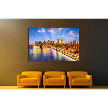 New York City skyline over the East River №2981 Ready to Hang Canvas Print - Zellart Canvas Prints 0_NY_ART, ALL_Products, s-2981