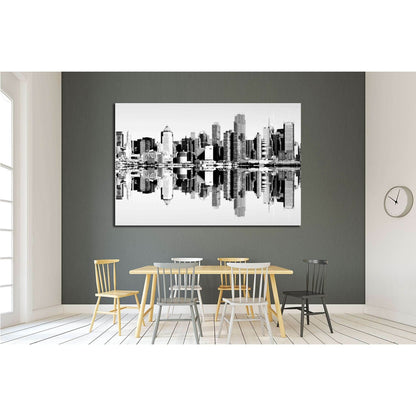 new york city skyline over the hudson river. black and white skyline mirror reflection №2586 Ready to Hang Canvas PrintCanvas art arrives ready to hang, with hanging accessories included and no additional framing required. Every canvas print is hand-craft