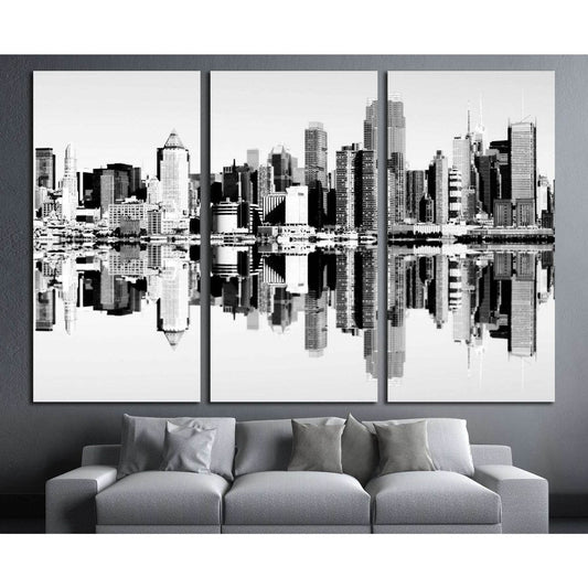 new york city skyline over the hudson river. black and white skyline mirror reflection №2586 Ready to Hang Canvas PrintCanvas art arrives ready to hang, with hanging accessories included and no additional framing required. Every canvas print is hand-craft