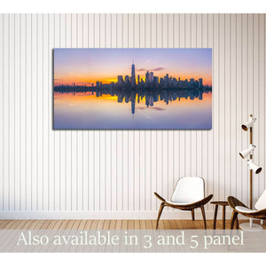 New York City Skyline Reflections at sunrise №3059 Ready to Hang Canvas Print - Zellart Canvas Prints 0_NY_ART, ALL_Products, s-3059
