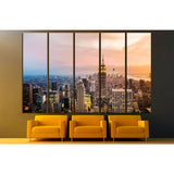 New York City skyline with urban skyscrapers at sunset №1937 Ready to Hang Canvas Print