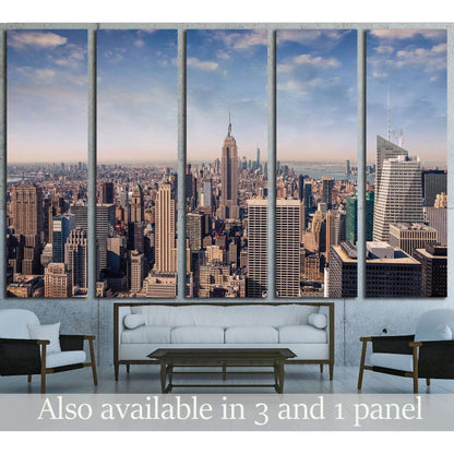 New York City skyline with urban skyscrapers in vintage style №2951 Ready to Hang Canvas PrintCanvas art arrives ready to hang, with hanging accessories included and no additional framing required. Every canvas print is hand-crafted, made on-demand at our