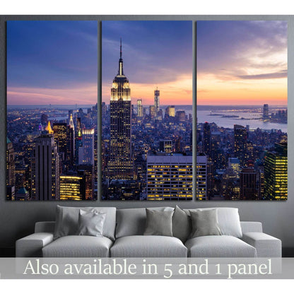 New York City with skyscrapers at sunset №2037 Ready to Hang Canvas Print - Zellart Canvas Prints 0_NY_ART, ALL_Products, s-2037