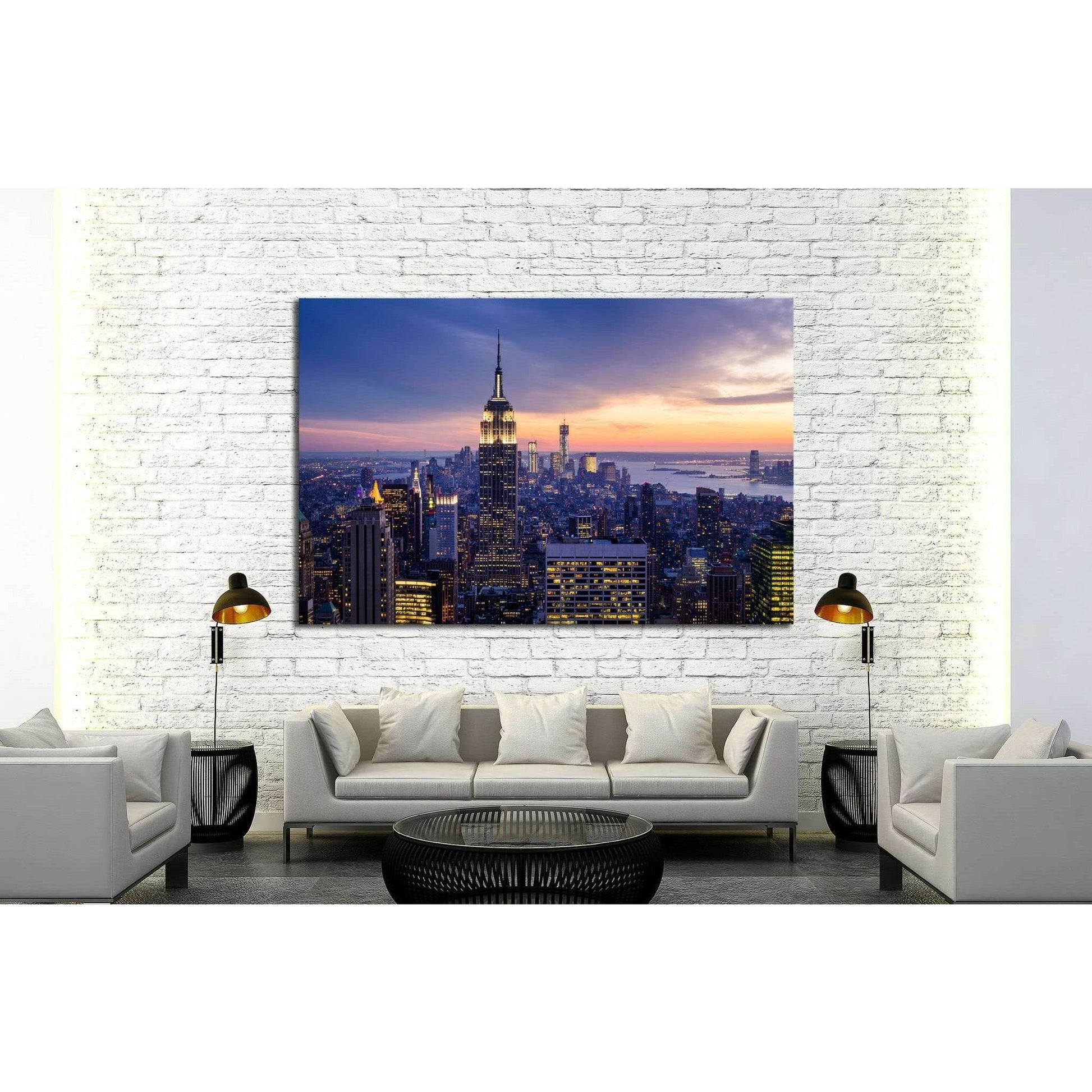 New York City with skyscrapers at sunset №2037 Ready to Hang Canvas Print - Zellart Canvas Prints 0_NY_ART, ALL_Products, s-2037
