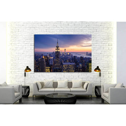 New York City with skyscrapers at sunset №2037 Ready to Hang Canvas Print - Zellart Canvas Prints 0_NY_ART, ALL_Products, s-2037