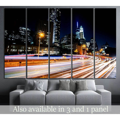 New York, Manhattan night scene №797 Ready to Hang Canvas Print - Zellart Canvas Prints 0_NY_ART, ALL_Products, s-797