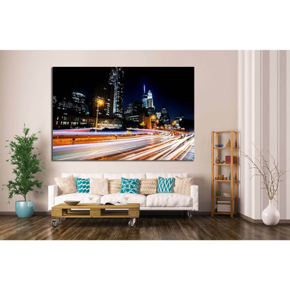 New York, Manhattan night scene №797 Ready to Hang Canvas Print - Zellart Canvas Prints 0_NY_ART, ALL_Products, s-797