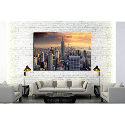 New York skyline at sunset, USA №2072 Ready to Hang Canvas Print - Zellart Canvas Prints 0_NY_ART, ALL_Products, s-2072