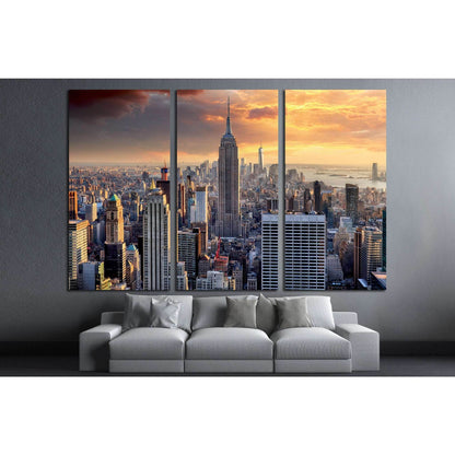 New York skyline at sunset, USA №2072 Ready to Hang Canvas Print - Zellart Canvas Prints 0_NY_ART, ALL_Products, s-2072