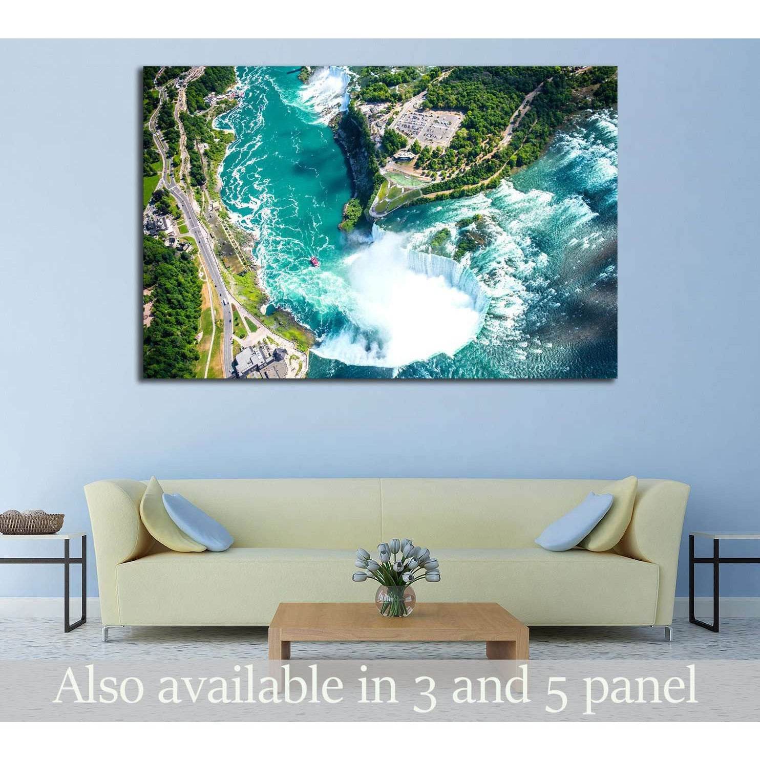 Niagara Falls Aerial View from helicopter, Canadian Falls, Canada №2007 Ready to Hang Canvas Print