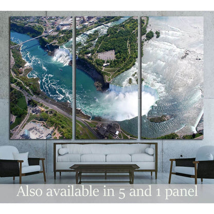 Niagara Falls American and Canadian side above view from Helicopter №3212 Ready to Hang Canvas Print - Zellart Canvas Prints ALL_Products, s-3212