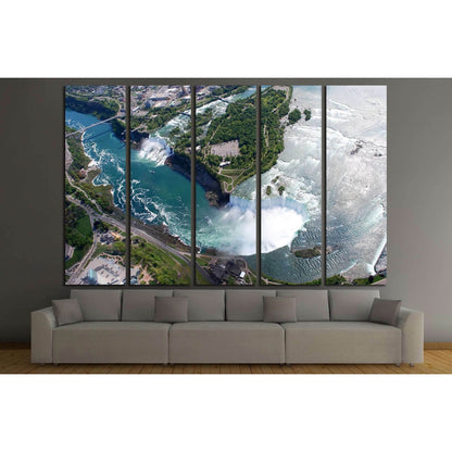 Niagara Falls American and Canadian side above view from Helicopter №3212 Ready to Hang Canvas Print - Zellart Canvas Prints ALL_Products, s-3212