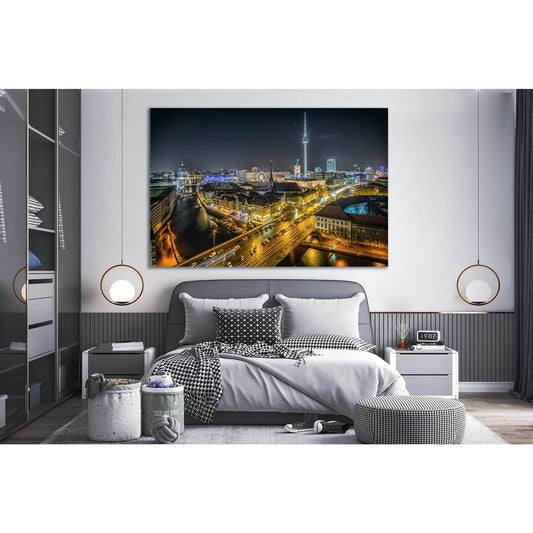 Night Berlin Germany №SL344 Ready to Hang Canvas Print - Zellart Canvas Prints 0new, ALL_Products, Cityscapes & Skylines