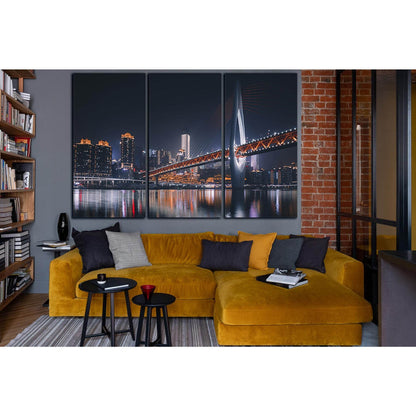 Night Bridge In China №SL1108 Ready to Hang Canvas Print - Zellart Canvas Prints 0new, ALL_Products, Bridges Wall Art