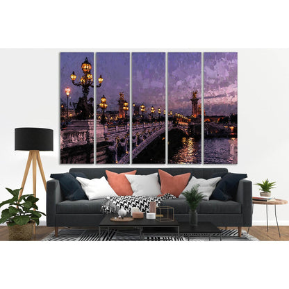 Night Bridge №SL565 Ready to Hang Canvas Print - Zellart Canvas Prints 0new, ALL_Products, Oil Painting Wall Art