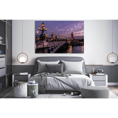 Night Bridge №SL565 Ready to Hang Canvas Print - Zellart Canvas Prints 0new, ALL_Products, Oil Painting Wall Art