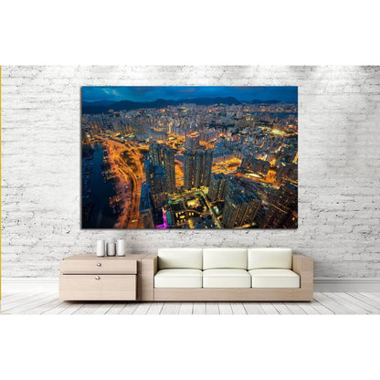 Night cityscape from top of building №1367 Ready to Hang Canvas Print - Zellart Canvas Prints ALL_Products, s-1367