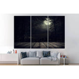 Night mountains landscape with moon light №1316 Ready to Hang Canvas Print