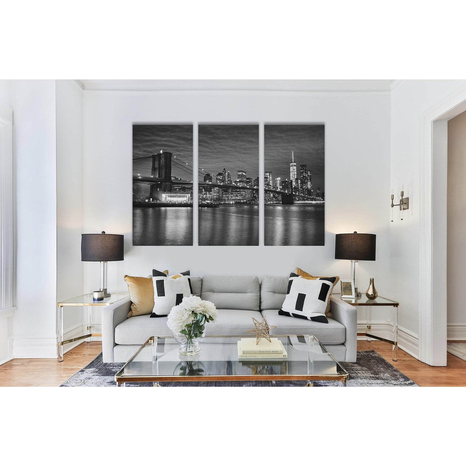 Night New York №D2837 Ready to Hang Canvas Print - Zellart Canvas Prints 0_NY_ART, 0new, ALL_Products, Black & White Wall Art