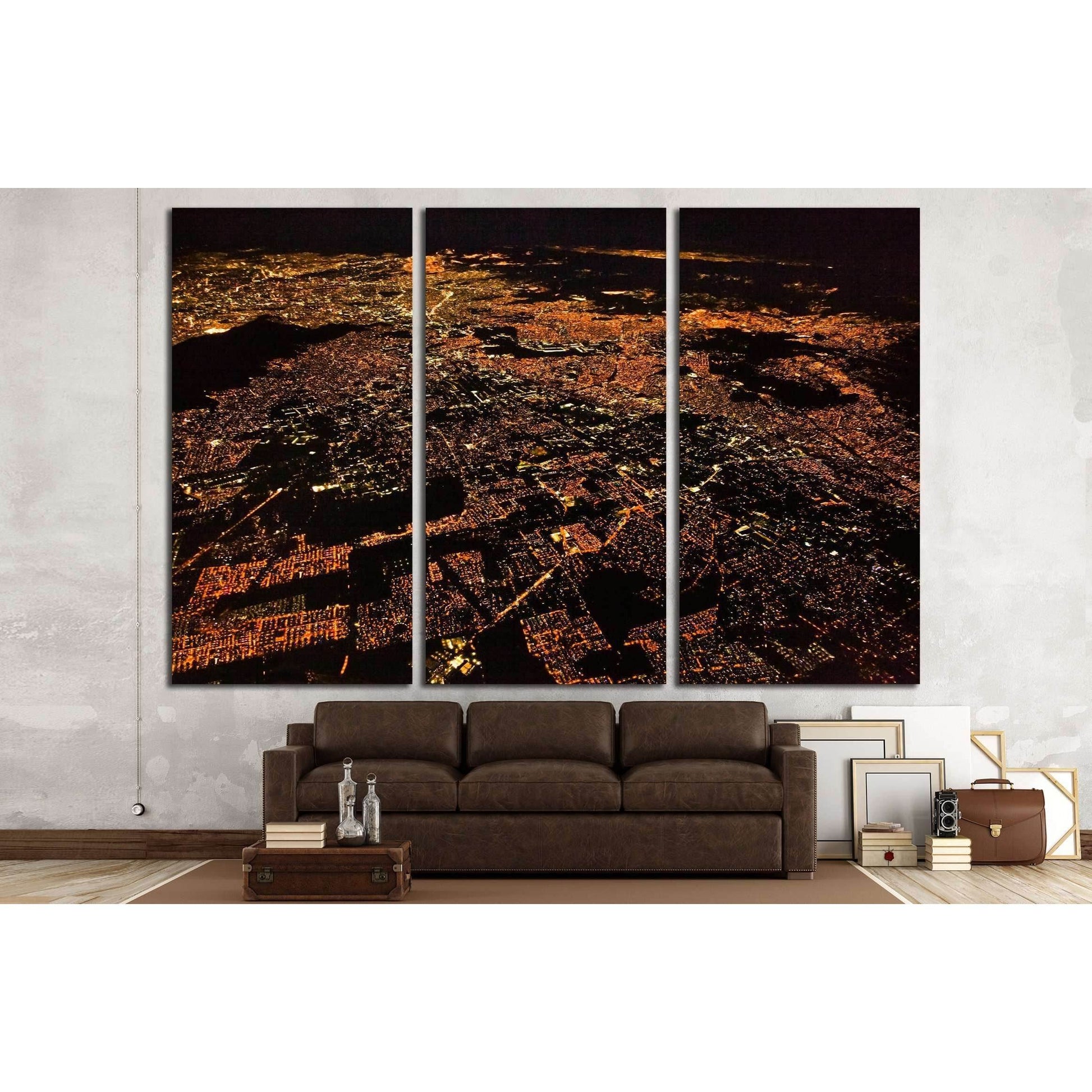 Night panoramic view of Mexico city, Mexico. Central America №2942 Ready to Hang Canvas Print - Zellart Canvas Prints ALL_Products, s-2942