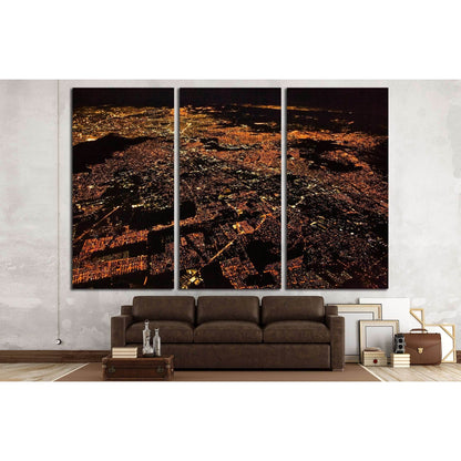 Night panoramic view of Mexico city, Mexico. Central America №2942 Ready to Hang Canvas Print - Zellart Canvas Prints ALL_Products, s-2942