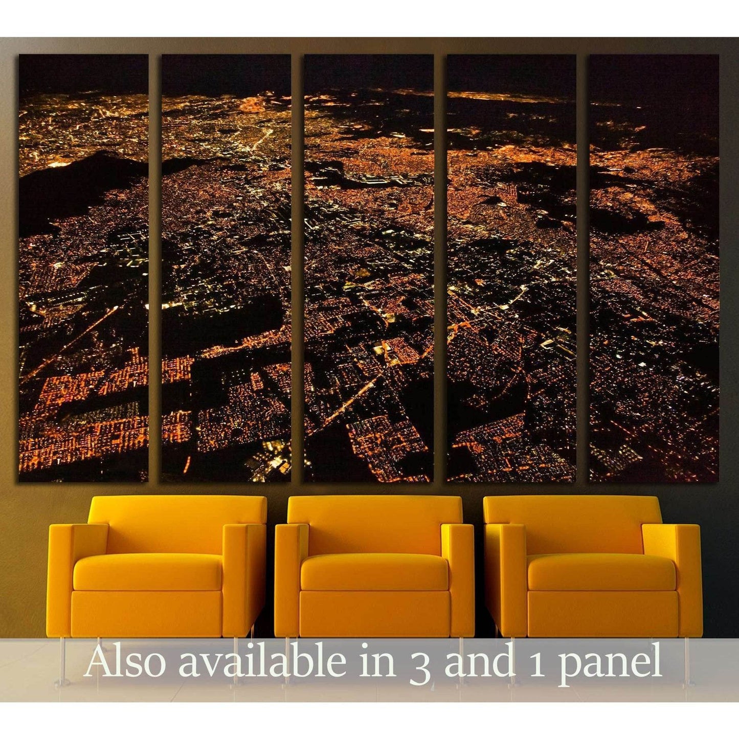 Night panoramic view of Mexico city, Mexico. Central America №2942 Ready to Hang Canvas Print - Zellart Canvas Prints ALL_Products, s-2942