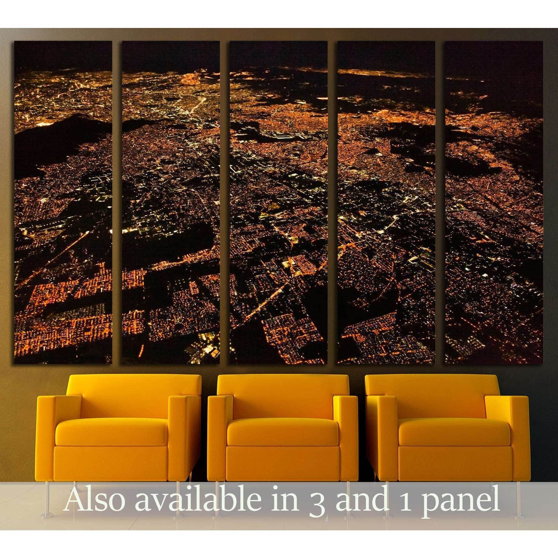 Night panoramic view of Mexico city, Mexico. Central America №2942 Ready to Hang Canvas Print - Zellart Canvas Prints ALL_Products, s-2942