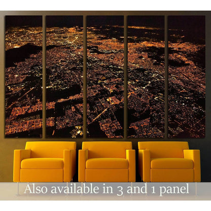 Night panoramic view of Mexico city, Mexico. Central America №2942 Ready to Hang Canvas Print - Zellart Canvas Prints ALL_Products, s-2942