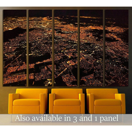 Night panoramic view of Mexico city, Mexico. Central America №2942 Ready to Hang Canvas Print - Zellart Canvas Prints ALL_Products, s-2942
