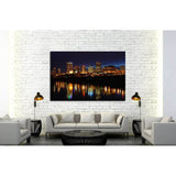 Night scene of the saskatchewan river valley and downtown in city edmonton, alberta, canada №2137 Ready to Hang Canvas Print