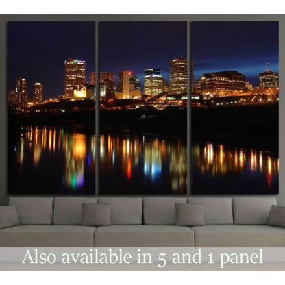 Night scene of the saskatchewan river valley and downtown in city edmonton, alberta, canada №2137 Ready to Hang Canvas PrintCanvas art arrives ready to hang, with hanging accessories included and no additional framing required. Every canvas print is hand-