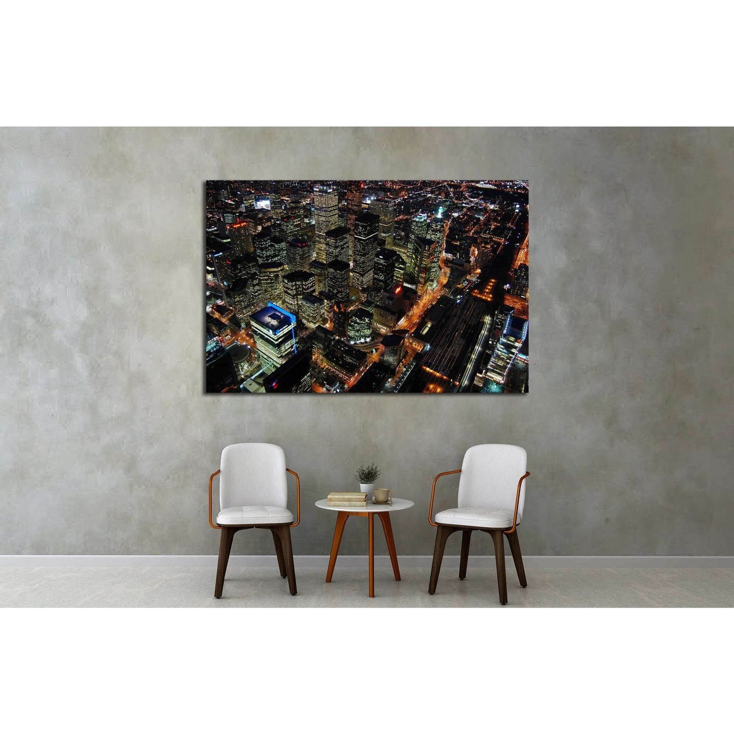 Night Scene of Toronto Skyscrapers viewed from CN tower, Toronto, Ontario, Canada №2010 Ready to Hang Canvas Print - Zellart Canvas Prints ALL_Products, s-2010
