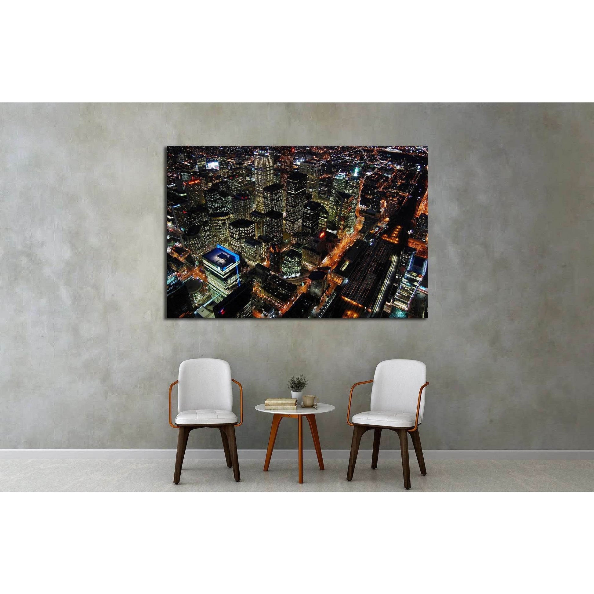 Night Scene of Toronto Skyscrapers viewed from CN tower, Toronto, Ontario, Canada №2010 Ready to Hang Canvas Print - Zellart Canvas Prints ALL_Products, s-2010