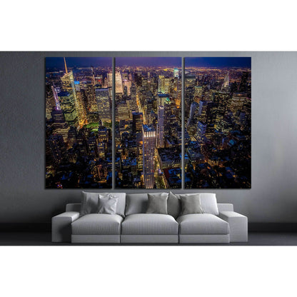 Night shot of Manhattan skyline from the Empire State building №2713 Ready to Hang Canvas Print - Zellart Canvas Prints 0_NY_ART, ALL_Products, s-2713