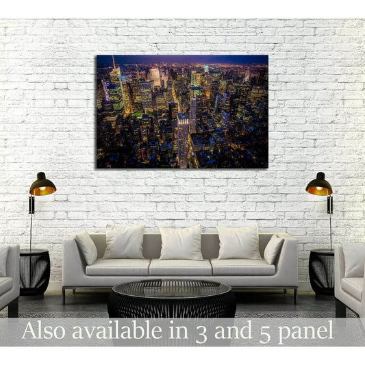 Night shot of Manhattan skyline from the Empire State building №2713 Ready to Hang Canvas Print - Zellart Canvas Prints 0_NY_ART, ALL_Products, s-2713