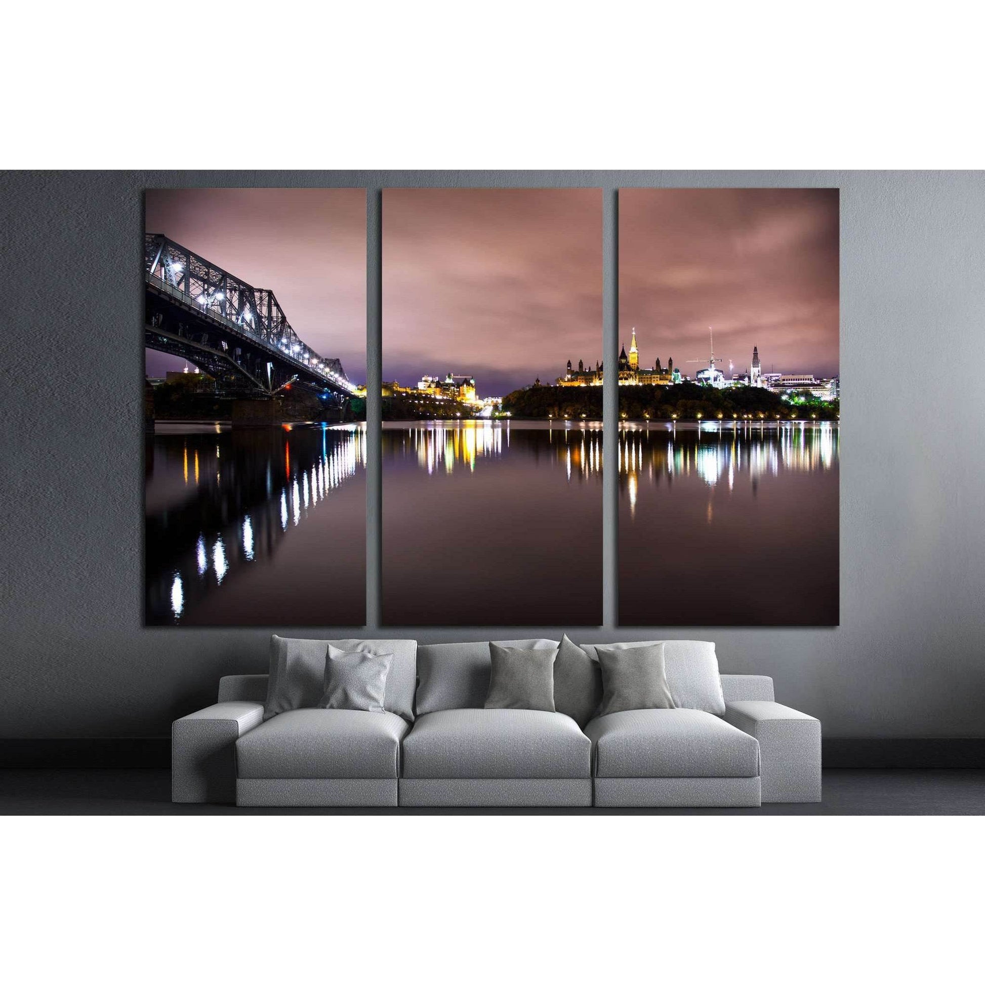 Night sky from under the Alexandra's bridge in quebec №2034 Ready to Hang Canvas Print - Zellart Canvas Prints ALL_Products, s-2034