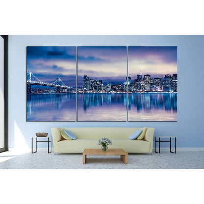 Night view of beautiful San Francisco California №1118 Ready to Hang Canvas Print - Zellart Canvas Prints ALL_Products, s-1118