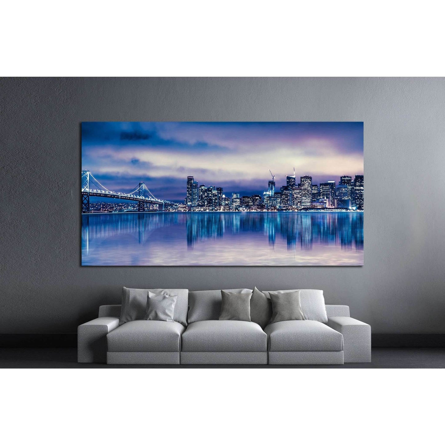 Night view of beautiful San Francisco California №1118 Ready to Hang Canvas Print - Zellart Canvas Prints ALL_Products, s-1118