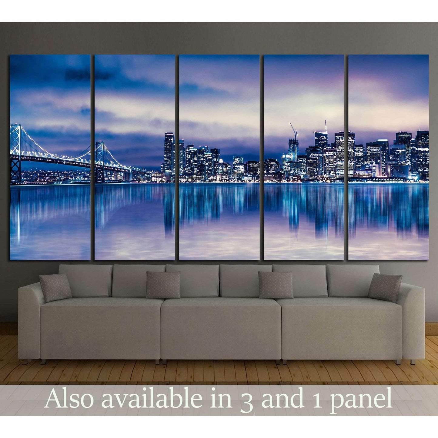 Night view of beautiful San Francisco California №1118 Ready to Hang Canvas Print - Zellart Canvas Prints ALL_Products, s-1118