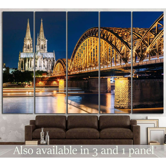 Night View Of Cologne Cathedral №859 Ready to Hang Canvas Print - Zellart Canvas Prints ALL_Products, s-859