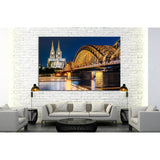 Night View Of Cologne Cathedral №859 Ready to Hang Canvas Print